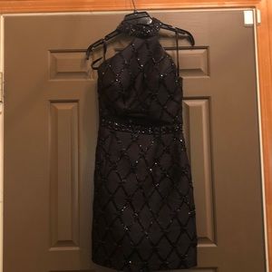 Rachel Allan cocktail dress, black, beaded, size 2